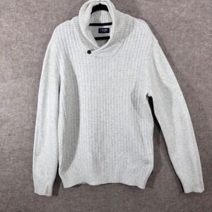Chaps Ottoman Cowl Neck Sweater Mens L Oatmeal Heather Ribbed Minimalist